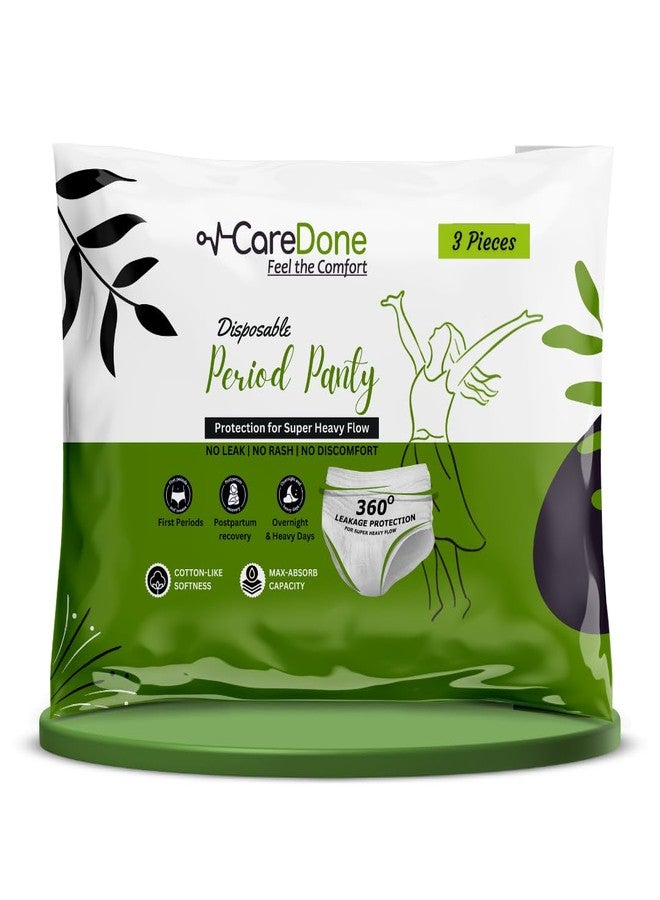 Caredone Disposable Period Panties for Women Leak Proof | 360° Protection | Overnight Comfort | Rash & Toxin Free | No Leakage | Seamless Fit | Period Panty for Heavy Flow. (2XL, 3-Disposable Period Panty) - Image 1